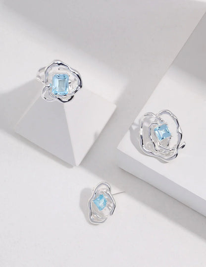 Blue Topaz Statement Earrings