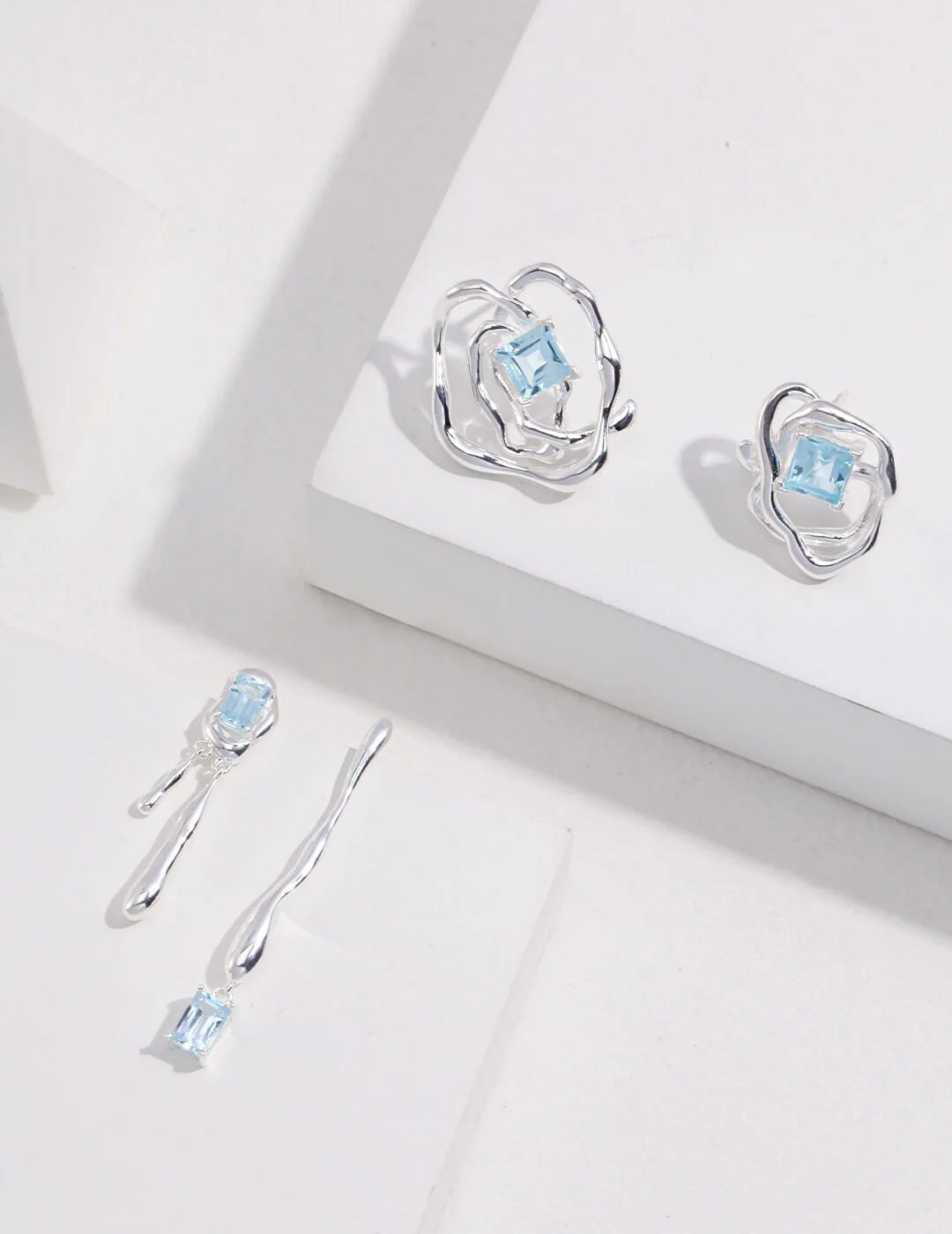 Blue Topaz Statement Earrings