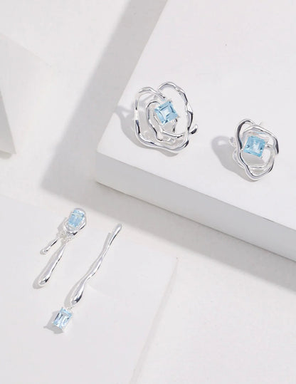 Blue Topaz Statement Earrings