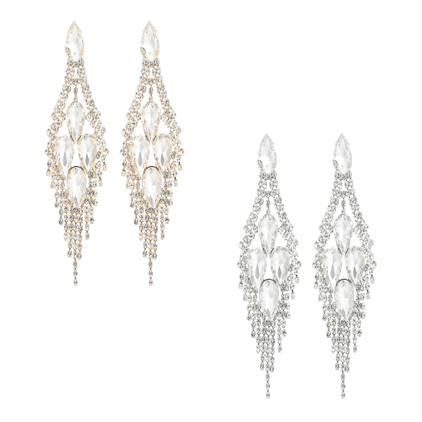 Rhinestone Teardrop Statement Earrings