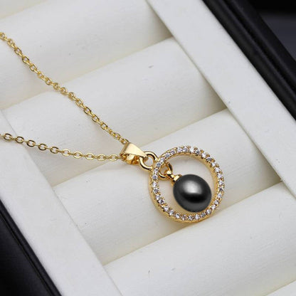 Genuine Freshwater Pearl & Simulated Diamond Eternity Necklace in Gold