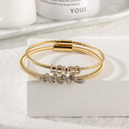 Snake Coiled Loved Pavé Bangle Set