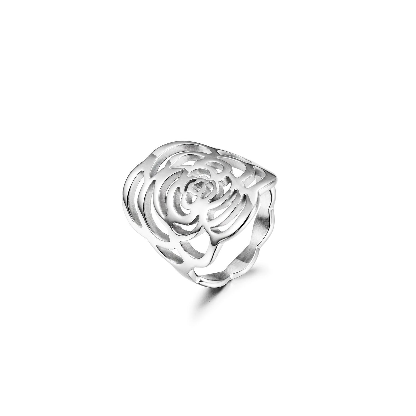 SILVER ROSE RING