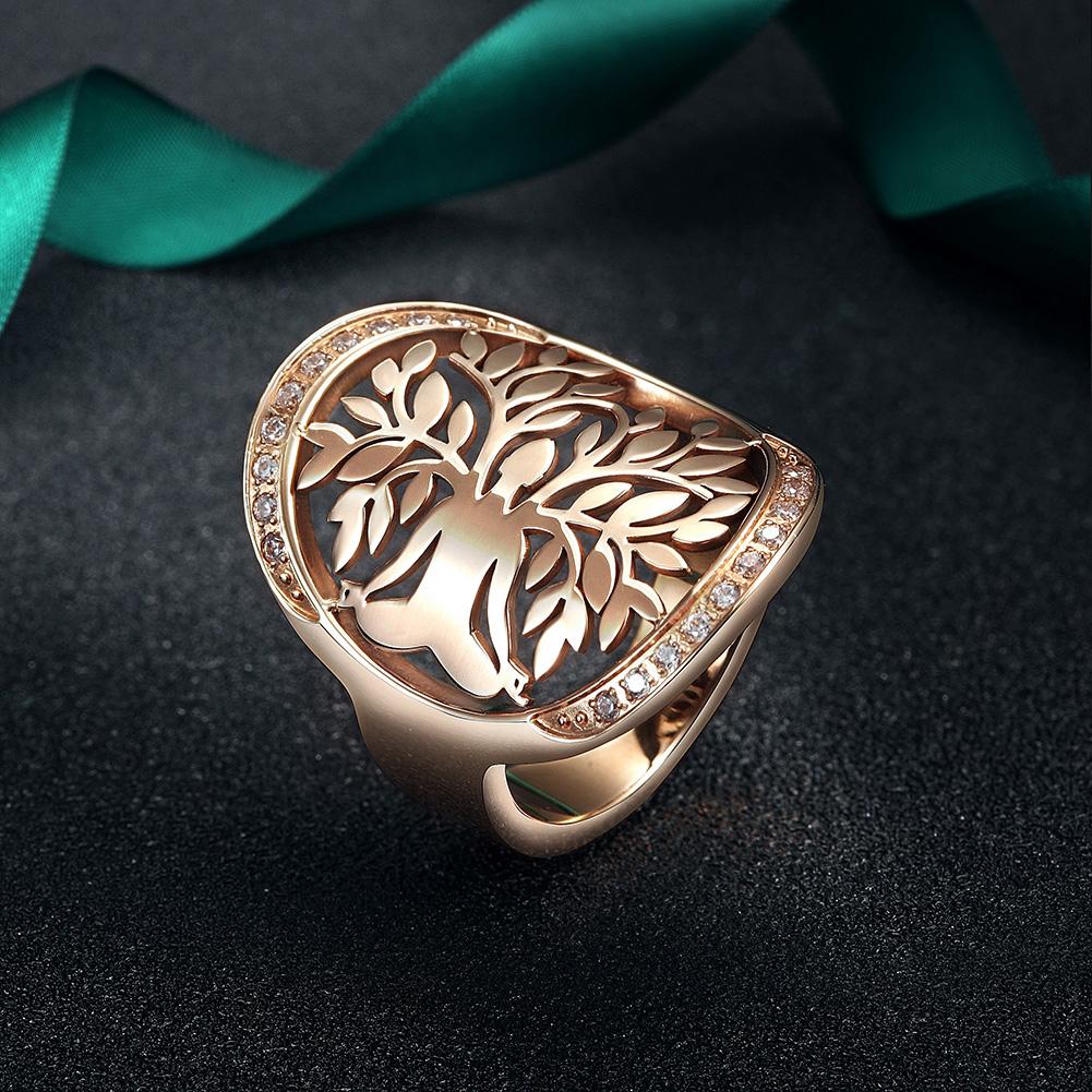 Rose Gold Filigree Tree of Life Wide Ring