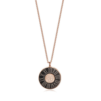 ROMAN NUMERALS SHELL PENDANT NECKLACE