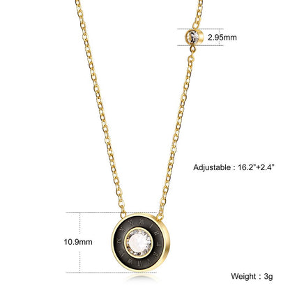 ROMAN NUMERALS CZ DISC NECKLACE