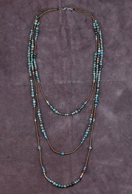 Natural Stones with Seed Beads 3 Layered Beaded