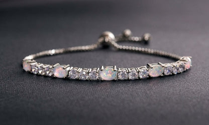 Fiery Opal Tennis Bracelet Made with  Crystals in Rose Gold