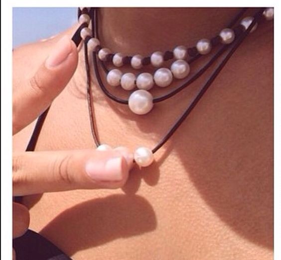 Pearl Leather Necklace Pearl Chokers Freshwater