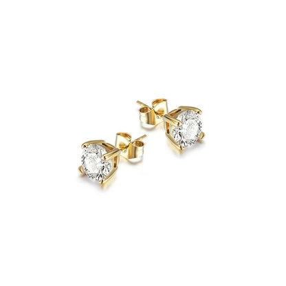 Basket-Set Round CZ Stud Earrings