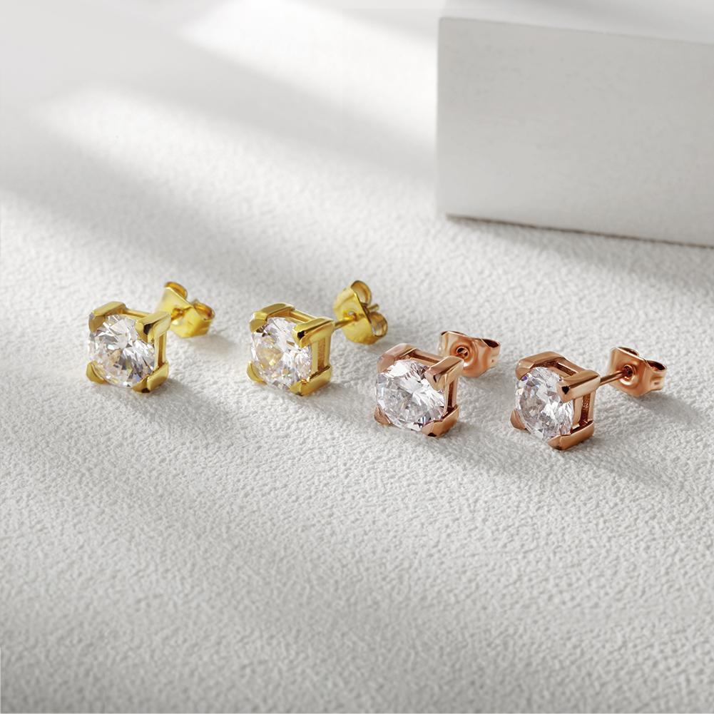 Basket-Set Round CZ Stud Earrings