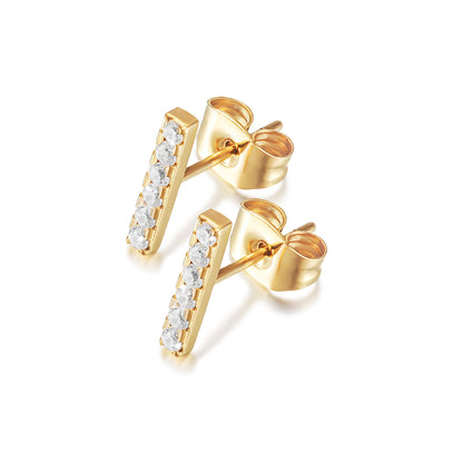 BAR CZ STUD EARRINGS