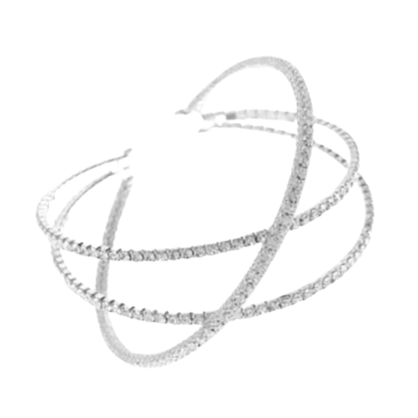 Rhinestone Crossover Wire Bracelet