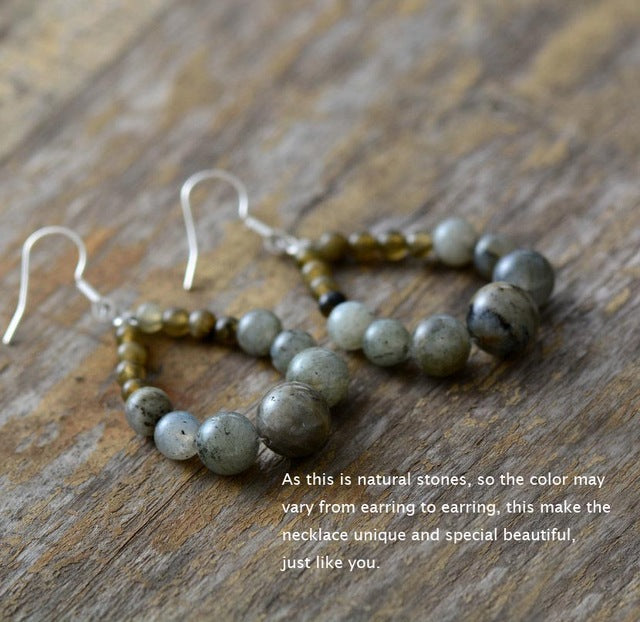 Stone Earrings Graduated Labradorite Teardrop