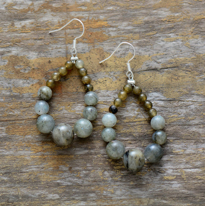 Stone Earrings Graduated Labradorite Teardrop