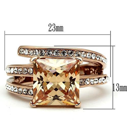 TK1665 - IP Rose Gold(Ion Plating) Stainless Steel Ring with AAA Grade