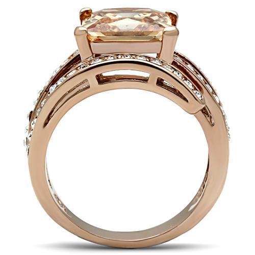 TK1665 - IP Rose Gold(Ion Plating) Stainless Steel Ring with AAA Grade