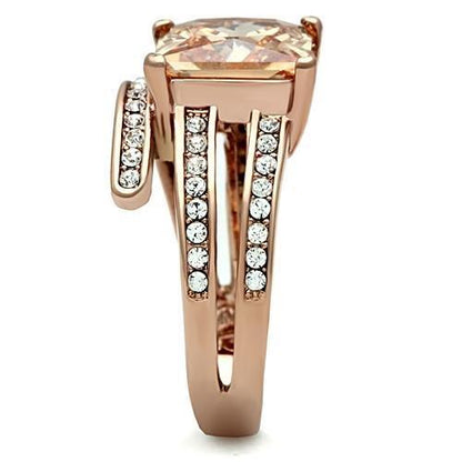 TK1665 - IP Rose Gold(Ion Plating) Stainless Steel Ring with AAA Grade