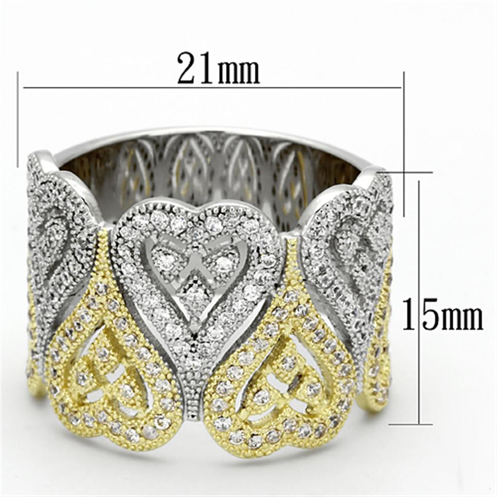 TS126 - Gold+Rhodium 925 Sterling Silver Ring with AAA Grade CZ  in