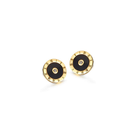 Roman Numeral Round Earrings