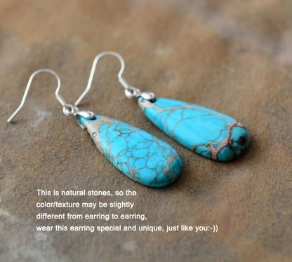 Women Luxury Earrings Natural Stones Teardrop