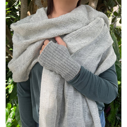 Gray Loop Knit Alpaca Scarf