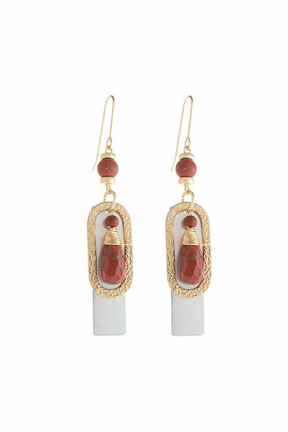 Stone Charm Drop Earrings