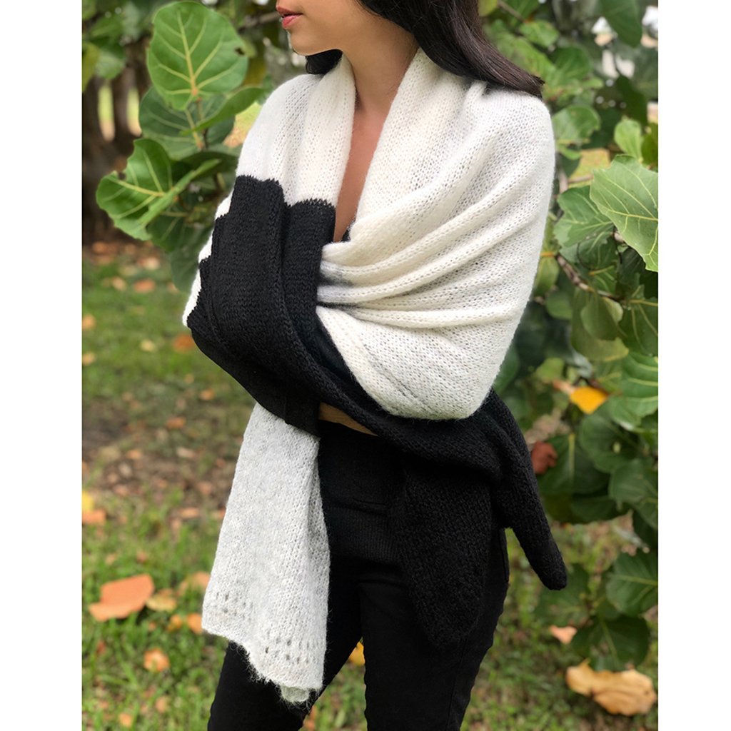 Color Block Alpaca Wrap Scarf