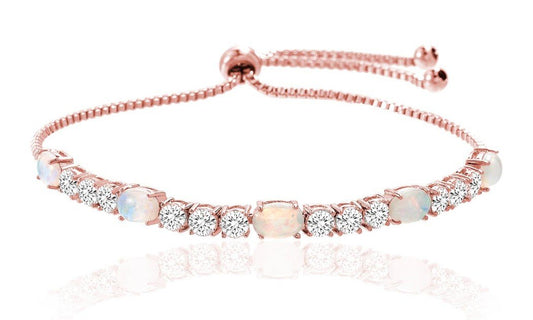 Fiery Opal Tennis Bracelet Made with  Crystals in Rose Gold