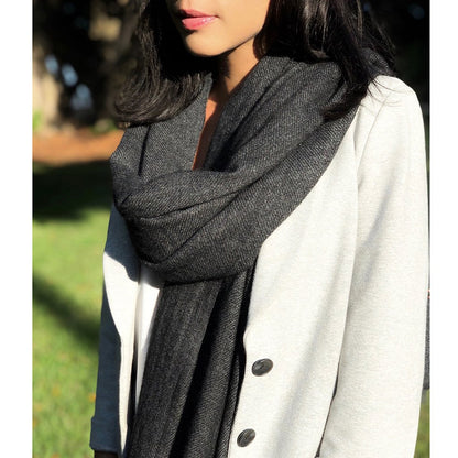 Black Handloom  Cashmere Scarf