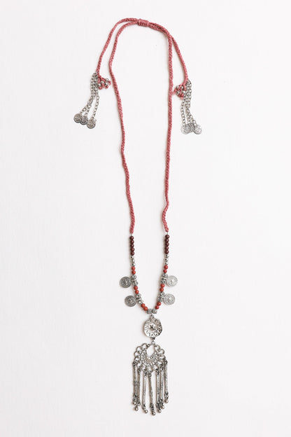 Charm Medallion with Back Lariat Necklace