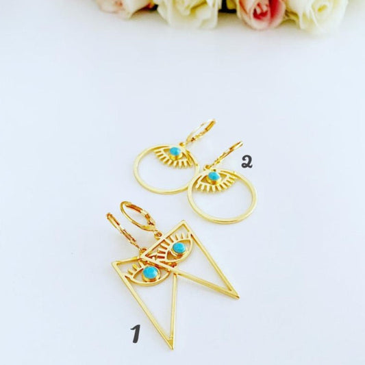 Evil Eye Earrings, Gold Hoop Earrings, Elegant Jewelry