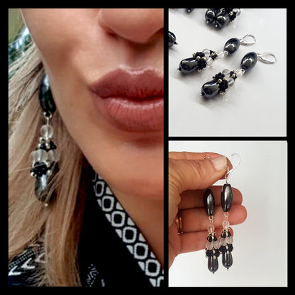 Haematite Long Dangle Earrings