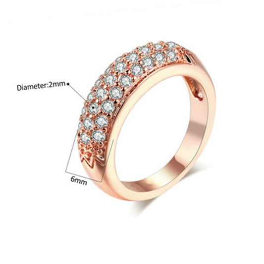 Half-Side Three Row Cubic Zirconia Ring