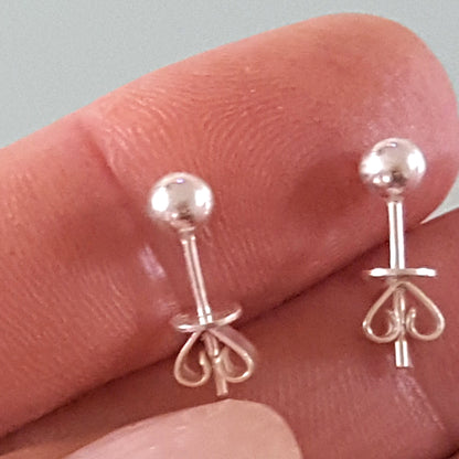 925 Sterling Silver Solid Ball-Shaped Stud Earrings (4mm)