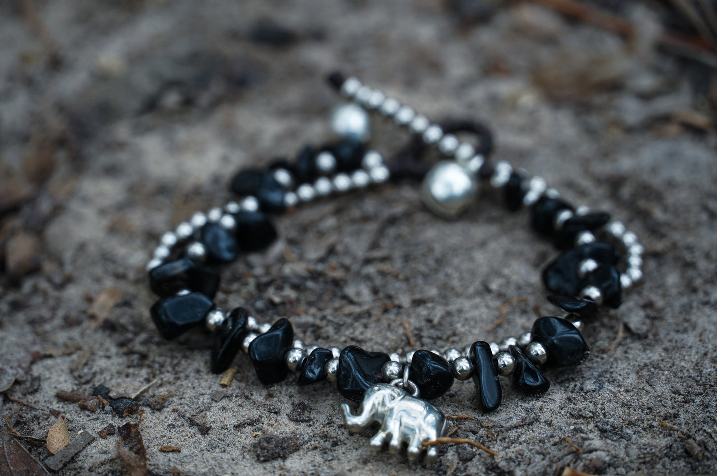 Boho Elephant Silver Stone Bracelets