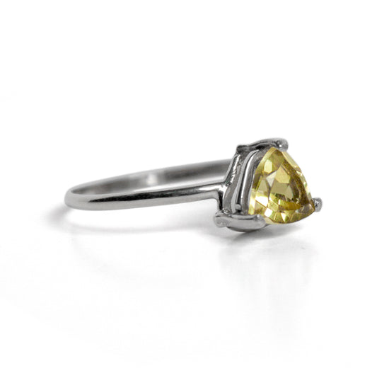 Lemon Topaz Trillion Solitaire Sterling Silver Ring