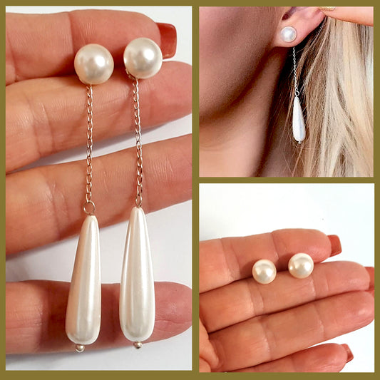 Swarovski Pearl & Shell Pearl 2-way Earrings