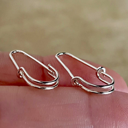 925 Sterling Silver Safety Pin Inspired Earrings