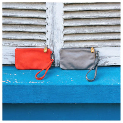 Vegan Leather Brighton Wristlet - Coral