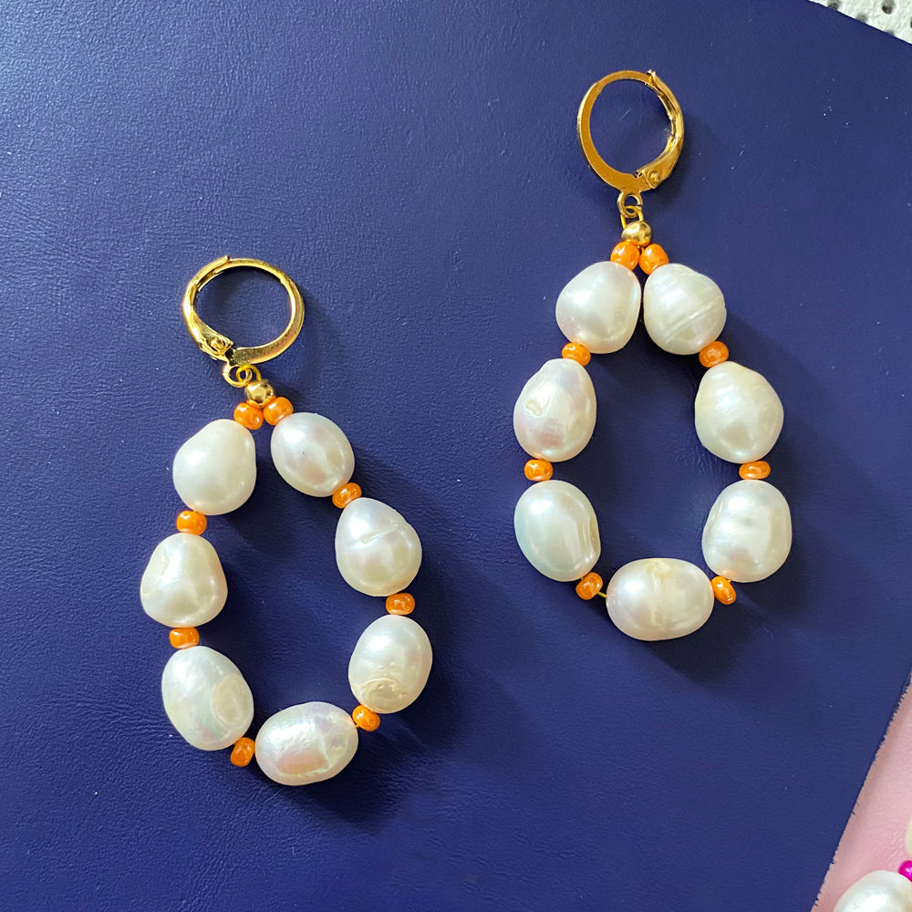 Colour Pop Pearl Hoop Earrings