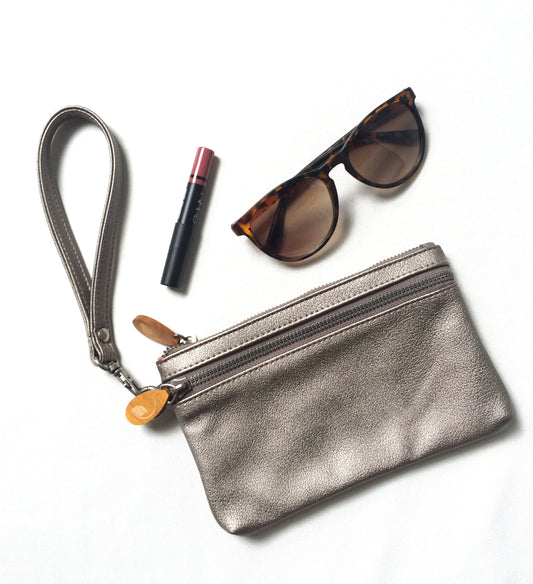 Brighton Vegan Wristlet Clutch - Gunmetal