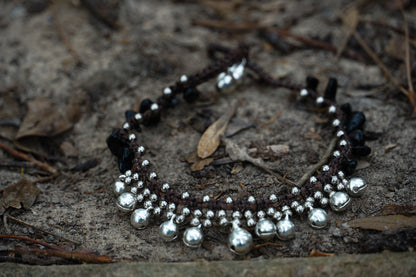 Black Silver Bell Boho Anklet