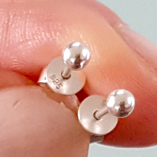 925 Sterling Silver Solid Ball-Shaped Stud Earrings (4mm)