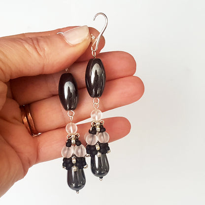 Haematite Long Dangle Earrings