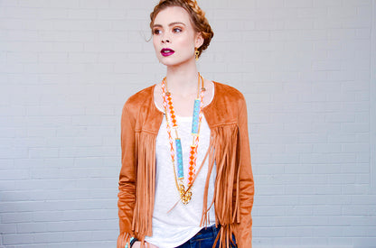 Twilight Long Necklace - Orange