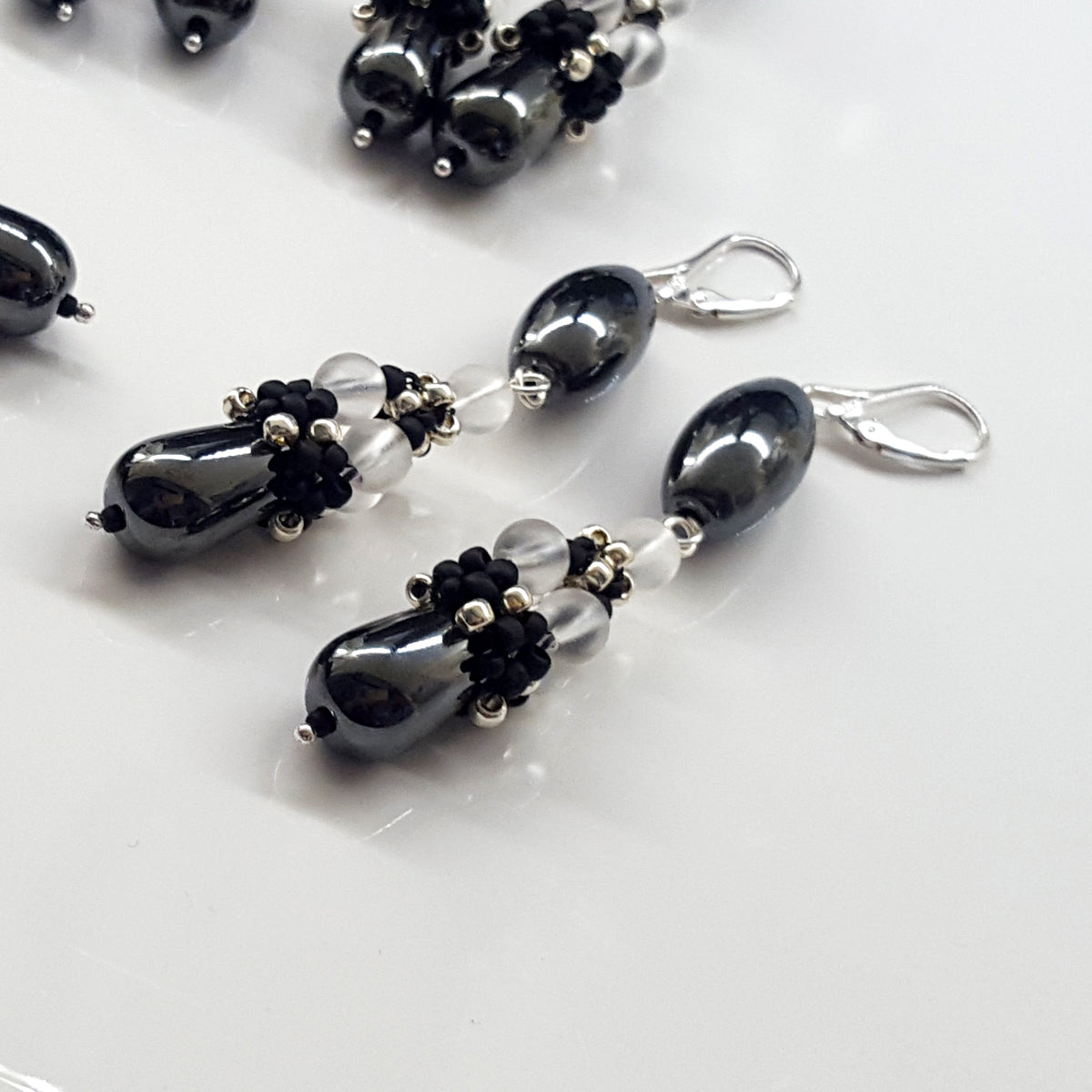 Haematite Long Dangle Earrings