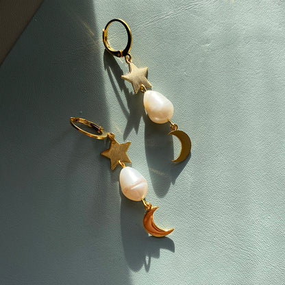 Night Sky Pearl Earrings