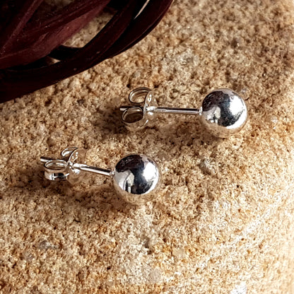 Quality Sterling Silver 6 mm Ball Stud Earrings