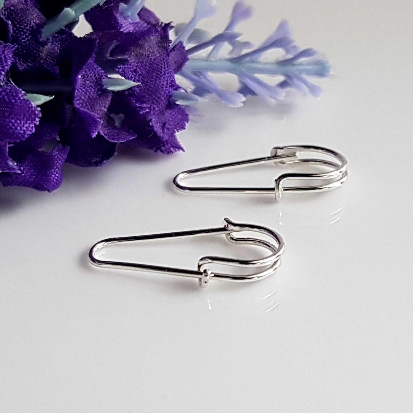 925 Sterling Silver Safety Pin Inspired Earrings